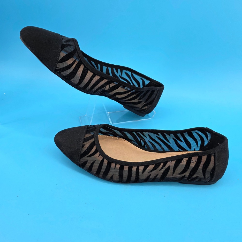 Torrid Black Zebra Mesh Flocked Pointed Toe Ballet Flats 10WW 43237154 - Picture 10 of 13